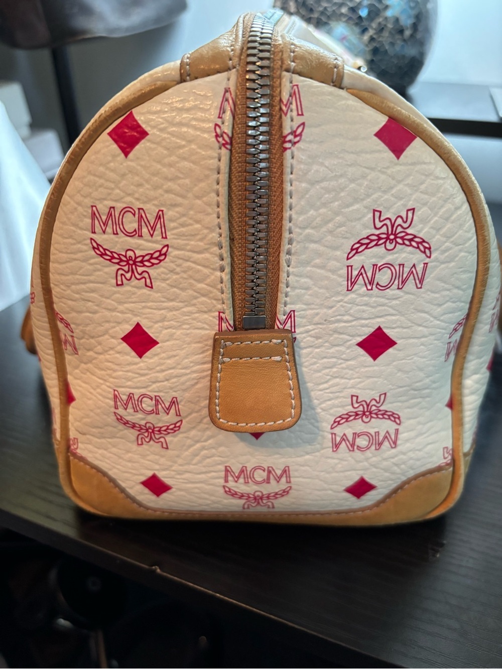 Authentic Vintage MCM Visetos Boston Bag Satchel – Limited Edition Cream & Pink - Picture 2 of 13